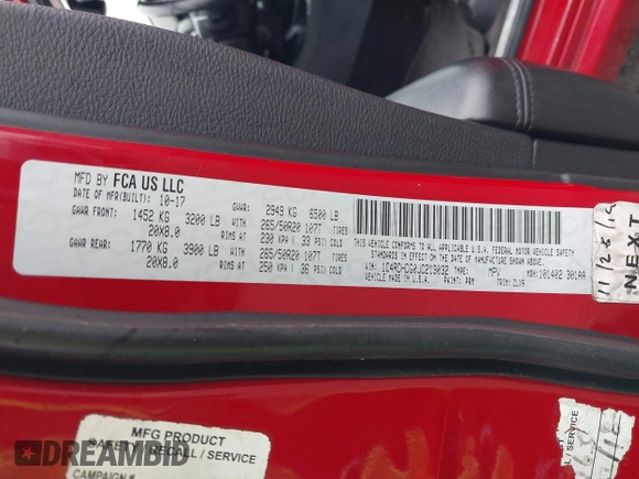 2018 Dodge Durango GT z VIN 1C4RDHDG0JC213032, wystawiony jako IAAI lot #41405130 z przebiegiem 111 993 mil mil oraz . Historia ofert i sprzedaży dostępna na DreamBid. Obrazek 9.