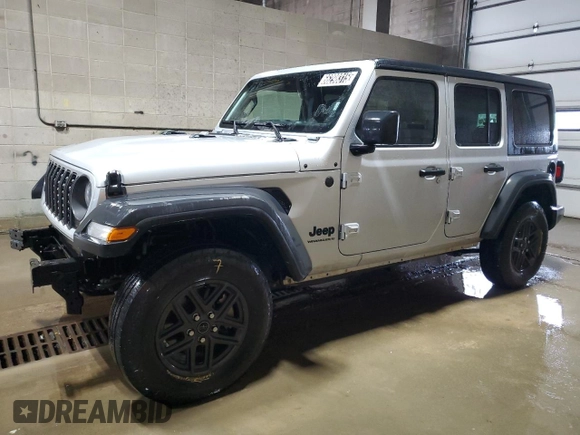 2024 Jeep Wrangler Sport S with VIN 1C4PJXDN8RW252972, listed as a Copart auction lot 66298315 with 34,574 mi miles and Clean title. Bid and sale history available at DreamBid. Image 1.