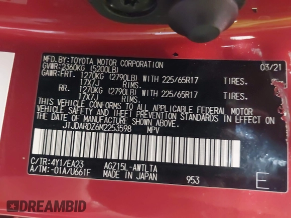 2021 Lexus NX 300 z VIN JTJDARDZ6M2253598, wystawiony jako IAAI lot #42410887 z przebiegiem 46 434 mil mil oraz . Historia ofert i sprzedaży dostępna na DreamBid. Obrazek 9.