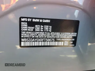 2024 BMW M3 Competition with VIN WBS33AY0XRFT58675, listed as a Copart auction lot 81841404 with 2,144 mi miles and Salvage title. Bid and sale history available at DreamBid. Image 15.