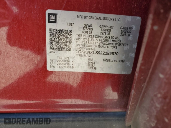 2018 GMC Acadia Denali with VIN 1GKKNXLS9JZ189670, listed as a Copart auction lot 45456295 with 102,634 mi miles and Salvage Title. Bid and sale history available at DreamBid. Image 13.