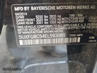 2014 BMW X6 50i with VIN 5UXFG8C54EL593085, listed as a Copart auction lot 75775084 with 0 mi miles and Salvage Title. Bid and sale history available at carsss.com. Image 12.
