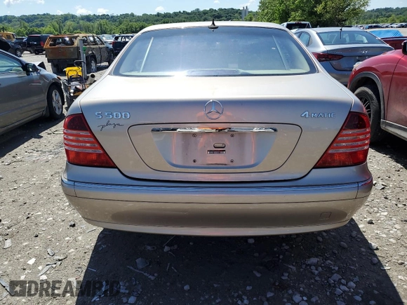 2005 Mercedes-Benz S 500 with VIN WDBNG84J75A445404, listed as a Copart auction lot 58842965 with 57,153 mi miles and Salvage title. Bid and sale history available at DreamBid. Image 6.