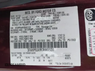 2012 Ford Fusion SEL with VIN 3FAHP0JA9CR441531, listed as a IAAI auction lot 42673000 with 153,928 mi miles and . Bid and sale history available at DreamBid. Image 9.