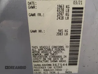 2021 Nissan Altima 2.5 S with VIN 1N4BL4BV0MN367544, listed as a Copart auction lot 48884485 with 136,173 mi miles and Salvage Title. Bid and sale history available at carsss.com. Image 12.