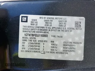 2018 GMC Savana Cargo Van with VIN 1GTW7BFG5J1160683, listed as a IAAI auction lot 41822345 with 81,359 mi miles. Bid and sale history available at carsss.com. Image 9.