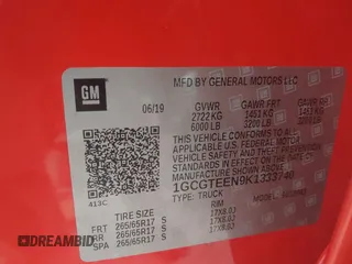 2019 Chevrolet Colorado 4WD ZR2 z VIN 1GCGTEEN9K1333740, wystawiony jako IAAI lot #41565621 z przebiegiem 71 484 mil mil oraz . Historia ofert i sprzedaży dostępna na DreamBid. Obrazek 9.