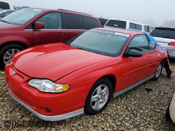 2002 Chevrolet Monte Carlo SS with VIN 2G1WX15K929335538, listed as a Copart auction lot 37549594 with 61,286 mi miles and Salvage Title. Bid and sale history available at carsss.com. Image 1.