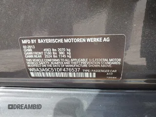 2013 BMW 3 Series 335i with VIN WBA3A9C51DF476537, listed as a IAAI auction lot 41900742 with 184,094 mi miles and . Bid and sale history available at DreamBid. Image 9.