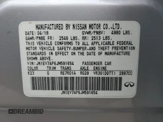 2018 Infiniti Q50 Sport z VIN JN1EV7AP6JM591654, wystawiony jako Copart lot #56889565 z przebiegiem 95 273 mil mil oraz Szkoda całkowita • Salvage title. Historia ofert i sprzedaży dostępna na DreamBid. Obrazek 12.