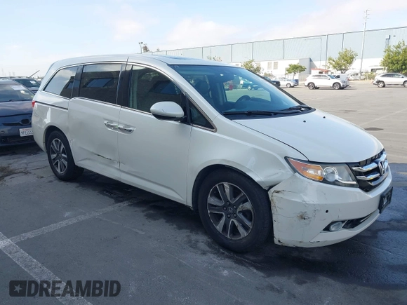 2015 Honda Odyssey Touring Elite with VIN 5FNRL5H9XFB102222, listed as a IAAI auction lot 42485059 with 123,562 mi miles and . Bid and sale history available at DreamBid. Image 1.