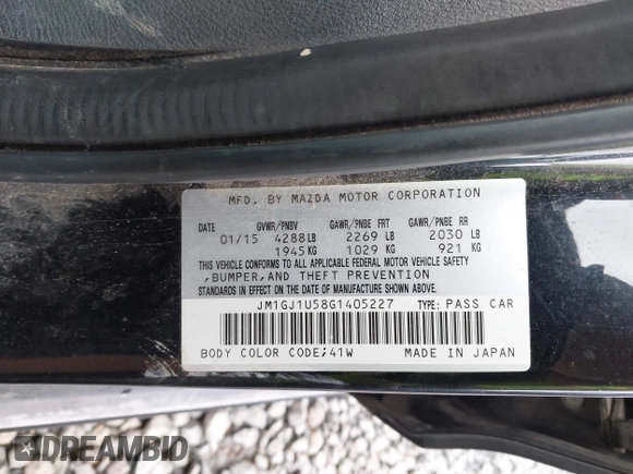 2016 Mazda Mazda6 i Sport with VIN JM1GJ1U58G1405227, listed as a IAAI auction lot 41798350 with 118,151 mi miles. Bid and sale history available at carsss.com. Image 9.