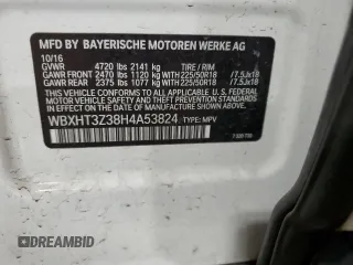 2017 BMW X1 xDrive28i with VIN WBXHT3Z38H4A53824, listed as a Copart auction lot 52500215 with 106,782 mi miles and Salvage title. Bid and sale history available at DreamBid. Image 15.