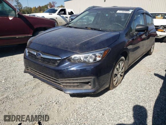 2021 Subaru Impreza with VIN 4S3GKAB63M3603691, listed as a Copart auction lot 77703954 with 42,100 mi miles and Salvage Title. Bid and sale history available at carsss.com. Image 1.