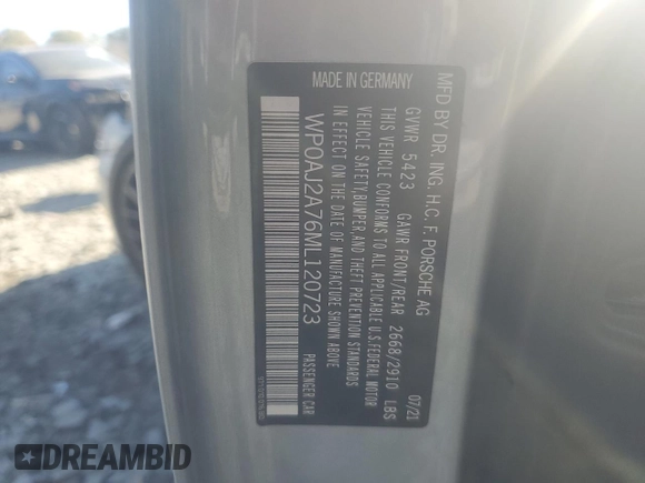 2021 Porsche Panamera with VIN WP0AJ2A76ML120723, listed as a Copart auction lot 76781384 with 23,916 mi miles and Salvage title. Bid and sale history available at DreamBid. Image 12.