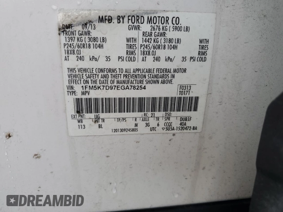 2014 Ford Explorer XLT z VIN 1FM5K7D97EGA78254, wystawiony jako Copart lot #83633344 z przebiegiem 196 117 mil mil oraz Szkoda całkowita • Salvage title. Historia ofert i sprzedaży dostępna na DreamBid. Obrazek 15.