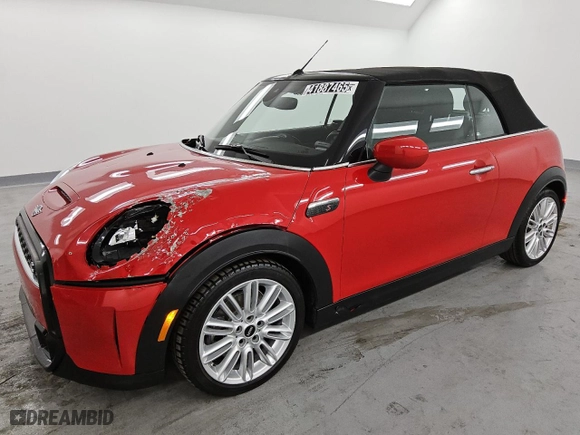 2024 MINI Convertible Cooper S with VIN WMW43DL09R3S04476, listed as a Copart auction lot 41887465 with NaN miles and Clean Title. Bid and sale history available at carsss.com. Image 1.