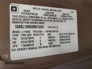 1999 GMC Safari z VIN 1GKEL19W6XB515307, wystawiony jako Copart lot #41521765 z przebiegiem 22 548 mil mil oraz Szkoda całkowita • Salvage title. Historia ofert i sprzedaży dostępna na DreamBid. Obrazek 14.