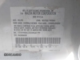 2003 Mazda 6 i with VIN 1YVFP80C235M36199, listed as a IAAI auction lot 41832818 with 169,470 mi miles and . Bid and sale history available at DreamBid. Image 9.