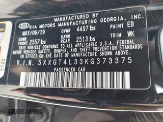 2019 Kia Optima LX with VIN 5XXGT4L33KG373375, listed as a IAAI auction lot 42005817 with 77,524 mi miles and . Bid and sale history available at carsss.com. Image 9.