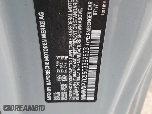 2016 MINI Hardtop S with VIN WMWXP7C55G3B92633, listed as a Copart auction lot 47946985 with 112,104 mi miles and Salvage title. Bid and sale history available at DreamBid. Image 13.