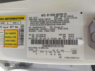 2020 Ford Fusion SEL с VIN 3FA6P0CD7LR131781, выставлен на аукционе IAAI как лот 41855346 с пробегом 95 621 миль миль и . История ставок и продаж доступна на DreamBid. Изображение 9.