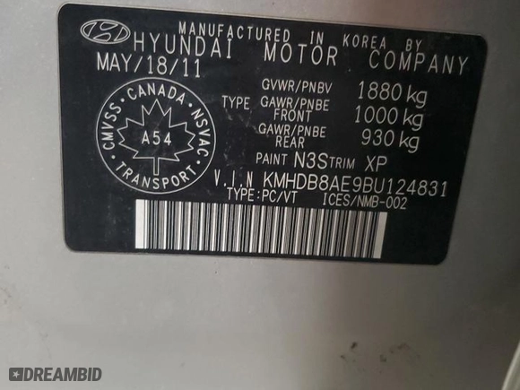 2011 Hyundai Elantra Touring GLS with VIN KMHDB8AE9BU124831, listed as a Copart auction lot 41763675 with 223,781 mi miles and Salvage Title. Bid and sale history available at carsss.com. Image 13.