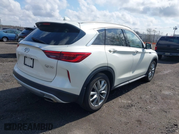 2019 Infiniti QX50 Luxe with VIN 3PCAJ5M37KF145057, listed as a IAAI auction lot 42015854 with 118,624 mi miles and . Bid and sale history available at DreamBid. Image 4.