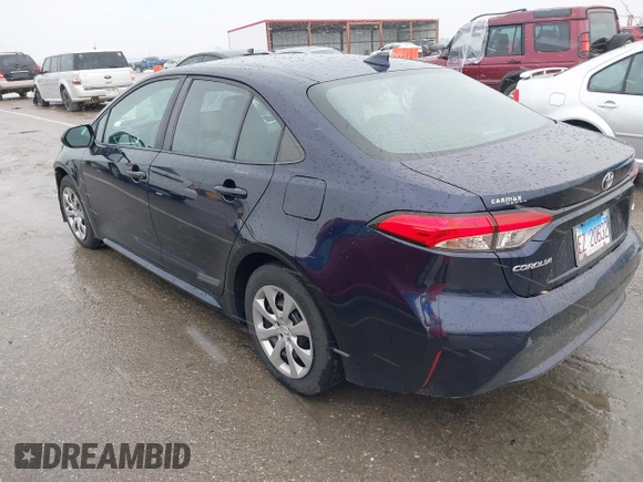 2020 Toyota Corolla LE with VIN 5YFEPRAE4LP100578, listed as a IAAI auction lot 41727630 with 93,422 mi miles. Bid and sale history available at carsss.com. Image 3.