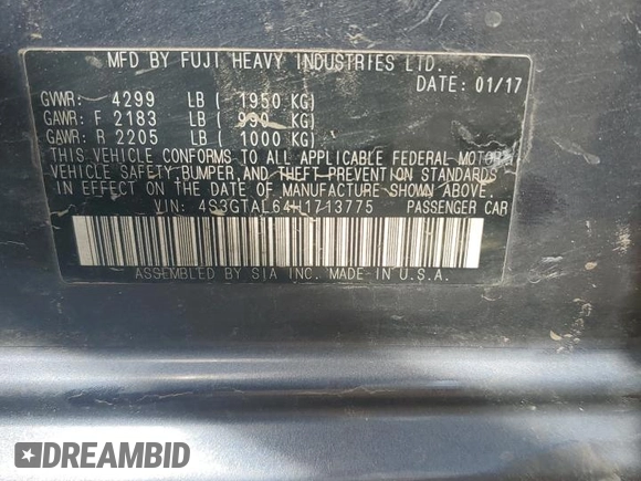 2017 Subaru Impreza Special Sports with VIN 4S3GTAL64H1713775, listed as a Copart auction lot 70824674 with 89,742 mi miles and Salvage title. Bid and sale history available at DreamBid. Image 14.