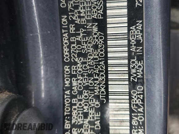 2010 Toyota Prius II with VIN JTDKN3DU2A1003907, listed as a Copart auction lot 48234605 with 281,205 mi miles and Salvage Title. Bid and sale history available at DreamBid. Image 13.