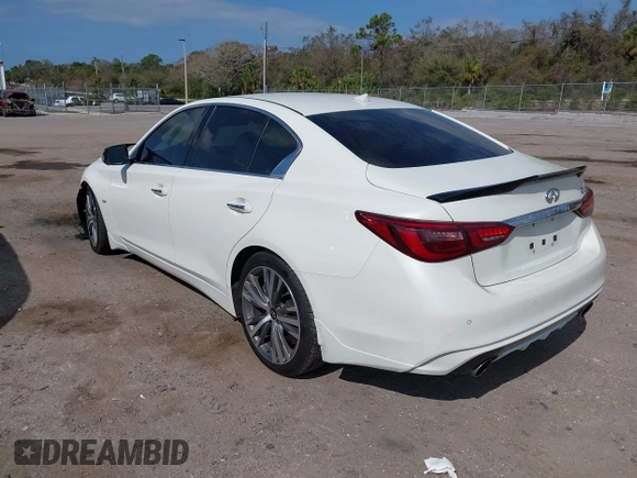2020 Infiniti Q50 Luxe with VIN JN1EV7AP8LM200846, listed as a IAAI auction lot 41561135 with 45,569 mi miles and . Bid and sale history available at DreamBid. Image 3.