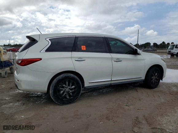 2013 Infiniti JX35 with VIN 5N1AL0MN6DC312843, listed as a Copart auction lot 74444774 with 224,979 mi miles and Salvage Title. Bid and sale history available at carsss.com. Image 3.