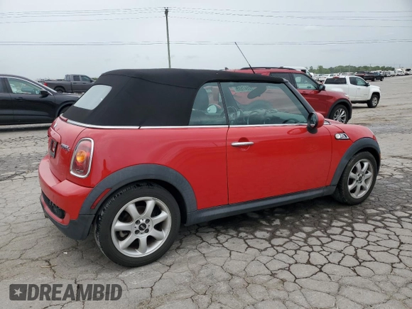 2010 MINI Convertible S with VIN WMWMS3C50ATY08821, listed as a Copart auction lot 53547595 with 54,438 mi miles and Salvage title. Bid and sale history available at DreamBid. Image 3.