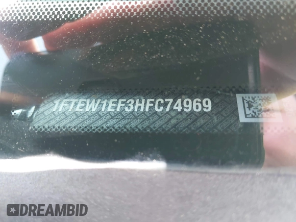 2017 Ford F-150 XL with VIN 1FTEW1EF3HFC74969, listed as a IAAI auction lot 42342096 with 105,624 mi miles and . Bid and sale history available at DreamBid. Image 9.