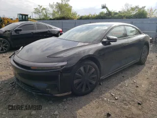 2024 Lucid Air Pure with VIN 50EA1PGA2RA008886, listed as a Copart auction lot 73949694 with 0 mi miles and Salvage Title. Bid and sale history available at carsss.com. Image 1.