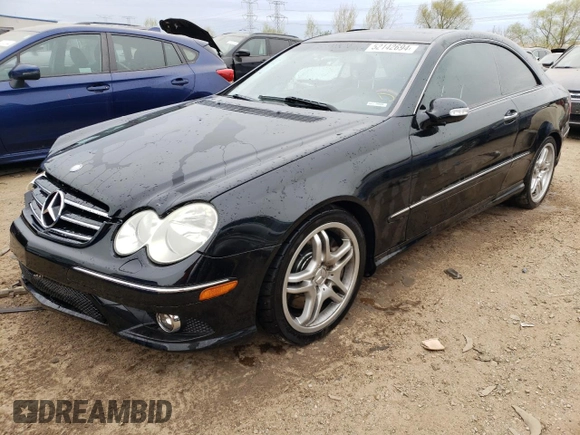 2008 Mercedes-Benz CLK-Class 5.5L with VIN WDBTJ72H08F245331, listed as a Copart auction lot 52142694 with 68,697 mi miles and Salvage Title. Bid and sale history available at carsss.com. Image 1.