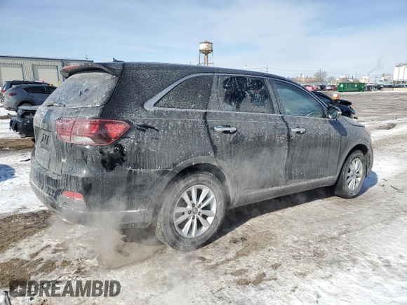 2019 Kia Sorento L with VIN 5XYPG4A35KG593040, listed as a Copart auction lot 45856545 with 93,111 mi miles and Salvage Title. Bid and sale history available at DreamBid. Image 3.