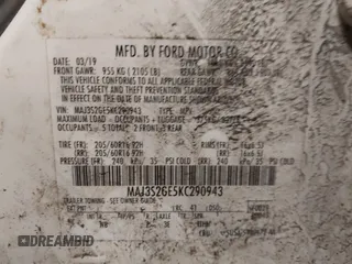 2019 Ford EcoSport SE with VIN MAJ3S2GE5KC290943, listed as a IAAI auction lot 41434961 with 168,376 mi miles and . Bid and sale history available at DreamBid. Image 9.