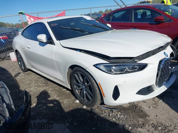2021 BMW 4 Series 430i with VIN WBA53AP06MCG36919, listed as a IAAI auction lot 41863554 with 33,556 mi miles and . Bid and sale history available at DreamBid. Image 1.