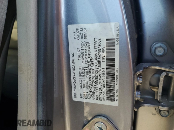 2016 Acura RDX with VIN 5J8TB4H3XGL018948, listed as a Copart auction lot 77343854 with 121,106 mi miles and Salvage Title. Bid and sale history available at carsss.com. Image 13.