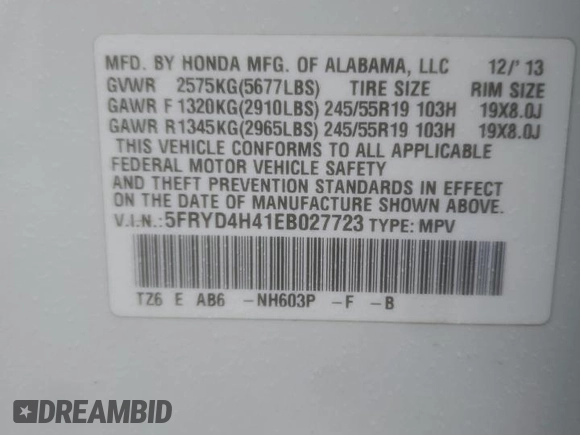2014 Acura MDX Technology with VIN 5FRYD4H41EB027723, listed as a Copart auction lot 43794115 with 160,722 mi miles and Salvage Title. Bid and sale history available at carsss.com. Image 13.
