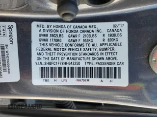 2017 Honda Civic Sedan EX-L with VIN 2HGFC1F78HH643250, listed as a Copart auction lot 47833205 with 149,489 mi miles and Salvage Title. Bid and sale history available at carsss.com. Image 13.