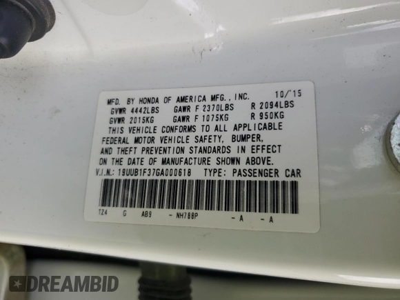 2016 Acura TLX with VIN 19UUB1F37GA000618, listed as a Copart auction lot 49133985 with 160,416 mi miles and Salvage title. Bid and sale history available at DreamBid. Image 12.