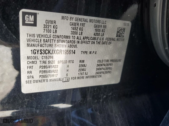 2016 Cadillac Escalade Premium Collection with VIN 1GYS3CKJXGR195614, listed as a Copart auction lot 41493565 with 103,236 mi miles and Salvage Title. Bid and sale history available at carsss.com. Image 13.