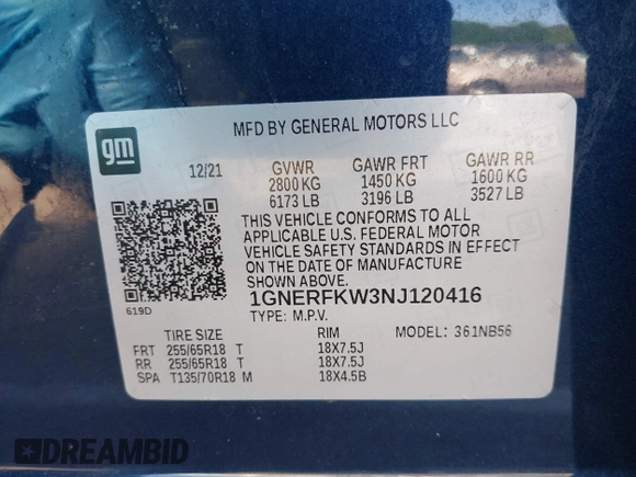 2022 Chevrolet Traverse LS with VIN 1GNERFKW3NJ120416, listed as a IAAI auction lot 42131632 with 51,988 mi miles and . Bid and sale history available at DreamBid. Image 9.