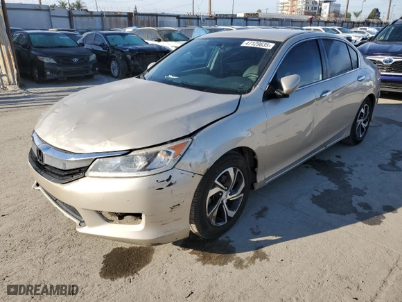2016 Honda Accord Sedan LX with VIN 1HGCR2F34GA130448, listed as a Copart auction lot 47129635 with 108,386 mi miles and Salvage Title. Bid and sale history available at carsss.com. Image 1.