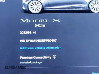 2014 Tesla Model S 60 with VIN 5YJSA1H1XEFP30497, listed as a IAAI auction lot 41294630 with 203,663 mi miles and . Bid and sale history available at DreamBid. Image 15.