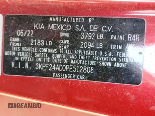 2023 Kia Forte LXS with VIN 3KPF24AD0PE512808, listed as a Copart auction lot 48218595 with 103,181 mi miles and Salvage Title. Bid and sale history available at carsss.com. Image 14.