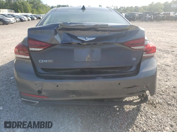2015 Hyundai Genesis 3.8L with VIN KMHGN4JE0FU071228, listed as a Copart auction lot 52076305 with 34,557 mi miles and Salvage Title. Bid and sale history available at DreamBid. Image 6.